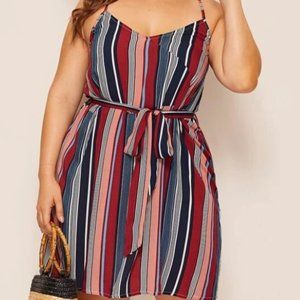 Criss Cross Striped Cami Dress